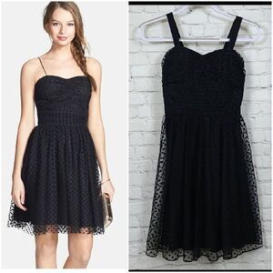 Hailey Adrianna Papell Polka Dot Fit & Flare Black Party Dress Size 2